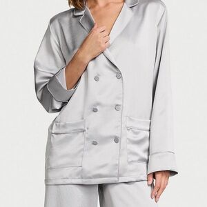 Victoria's Secret Shimmering Silver Satin Pajamas